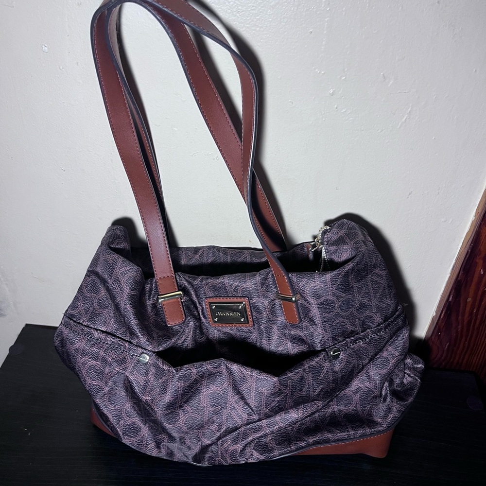 Calvin Klein Black and Brown Shoulder Bag